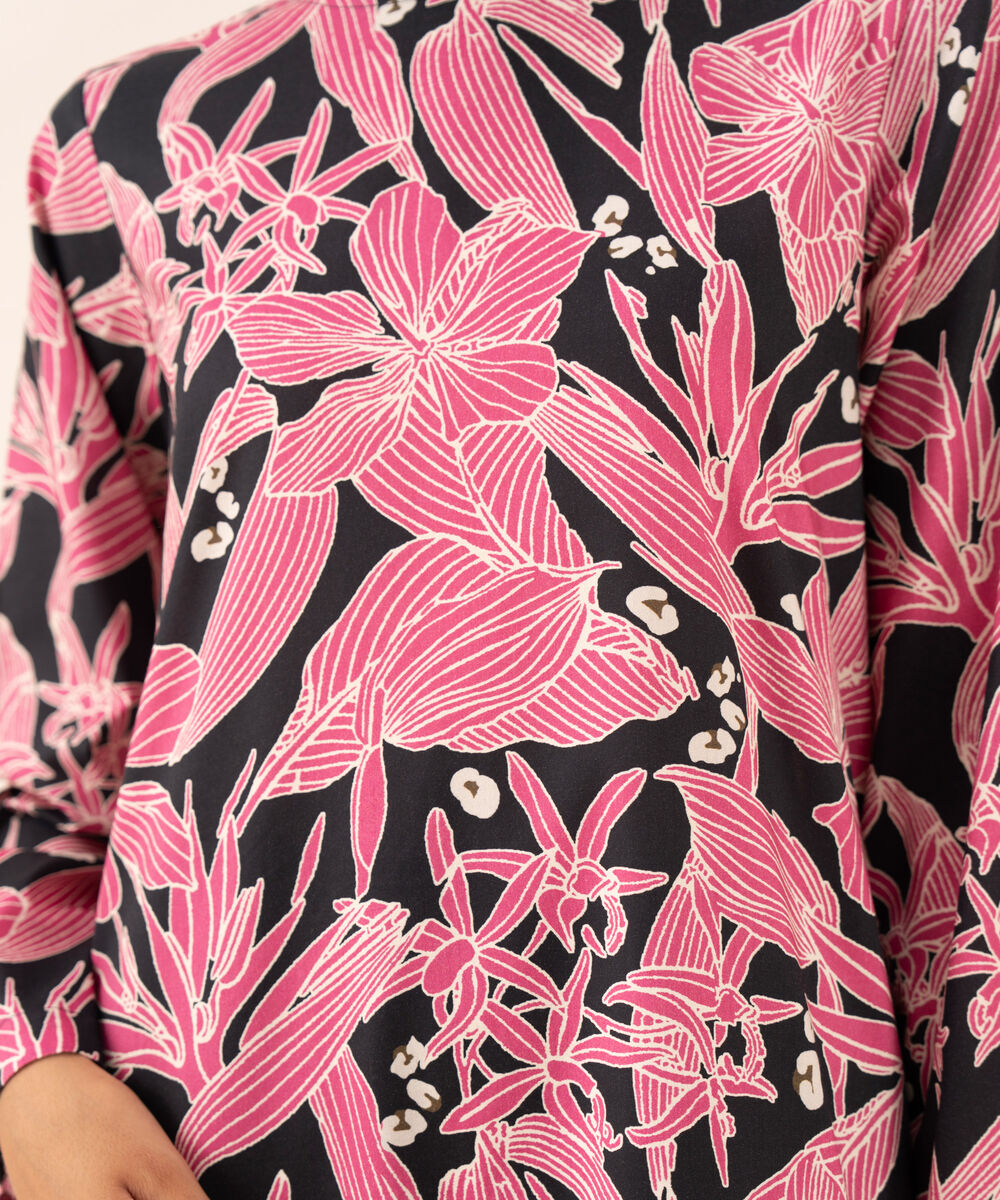 Women's RTW Viscose Lawn Salmon Pink Printed Straight Shirt