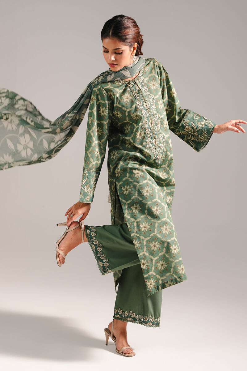 3 Piece - Embroidered Dobby Suit