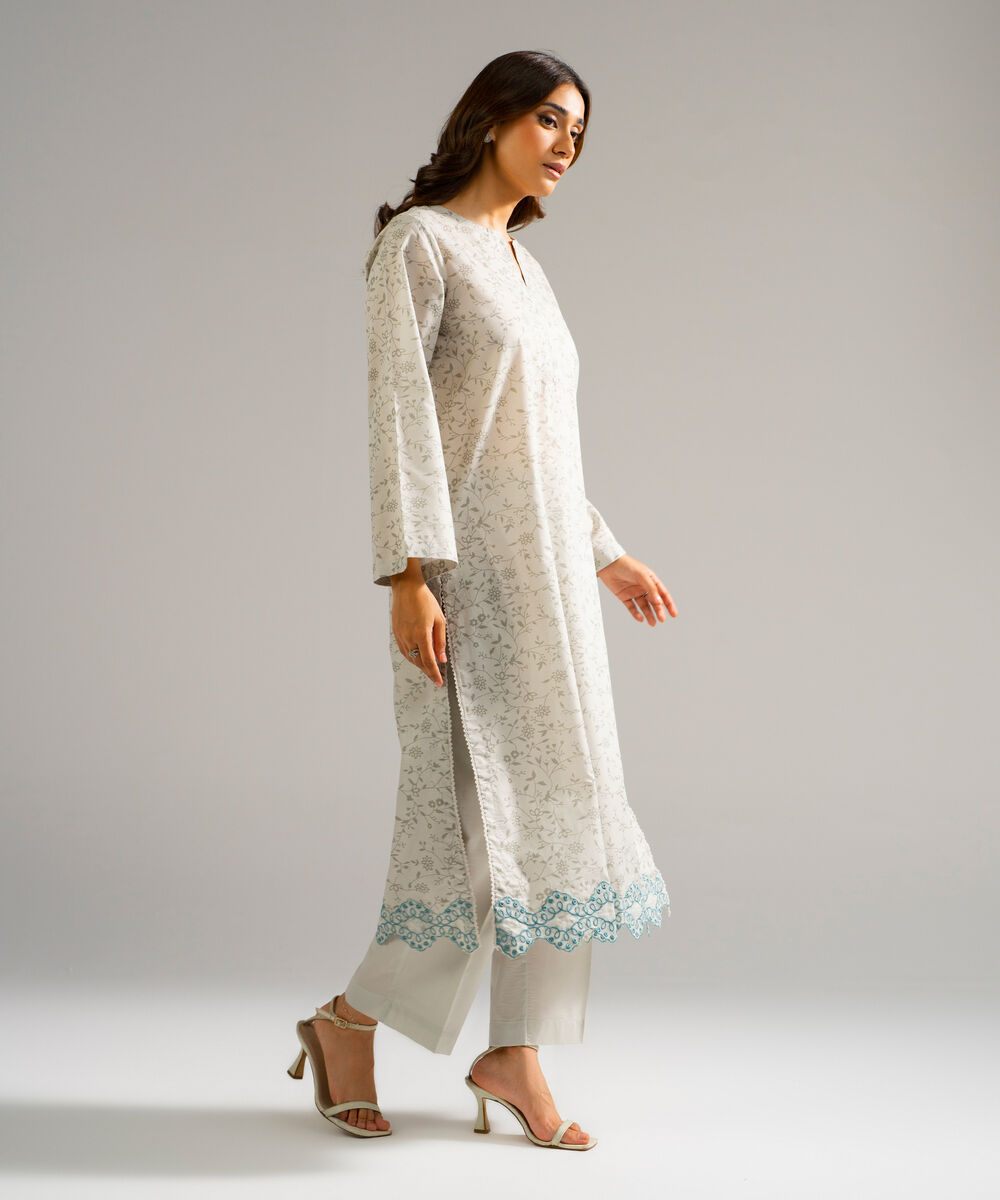 Women's RTW Zari Lawn Embroidered Grey 2 Piece Suit