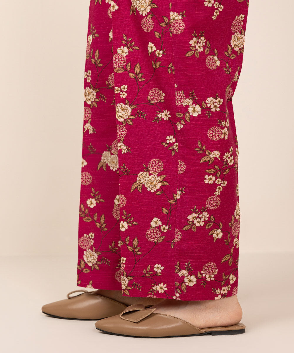 Woman - Pink Printed Khaddar Straight Pants