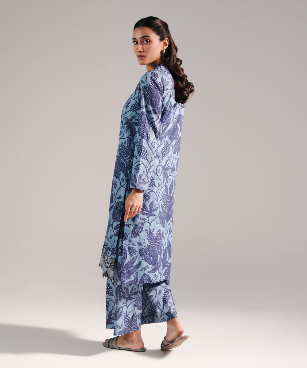 Women's RTW Lawn Embroidered Blue 2 Piece Suit