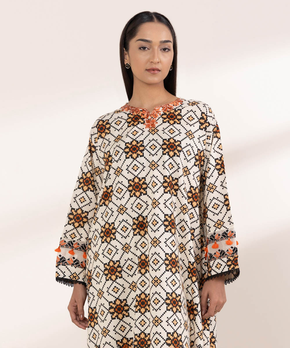 Women's RTW Cotton Viscose Multi Embroidered Boxy Shirt
