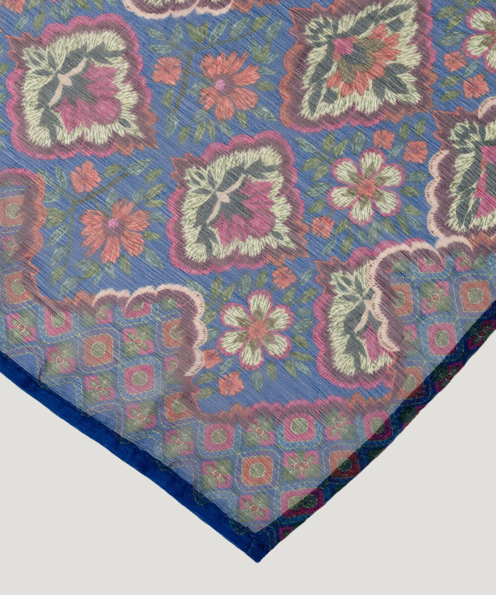 Printed Blended Chiffon Blue Dupatta