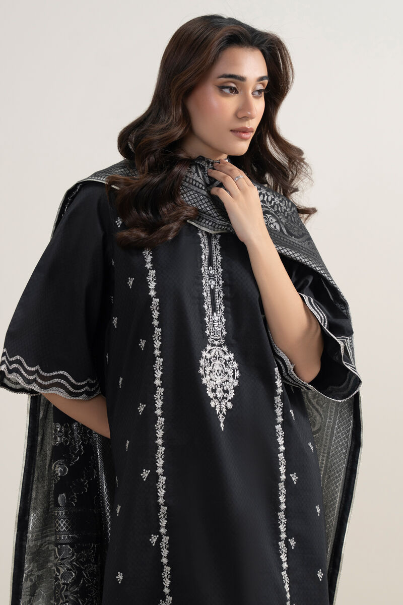 3 Piece - Embroidered Dobby Suit