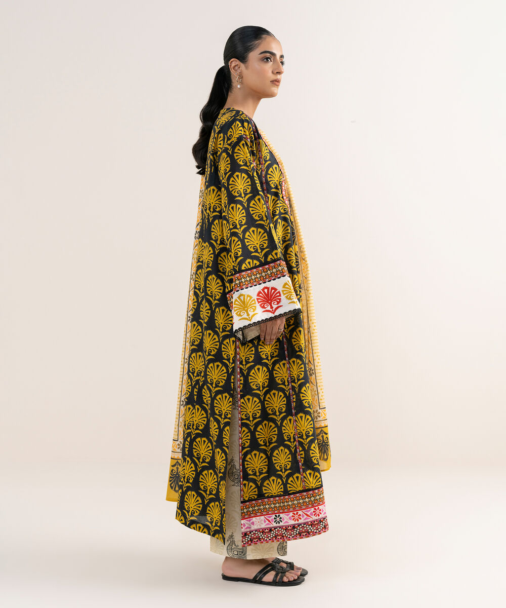 Women's RTW Lawn Black Embroidered 3 Piece Suit