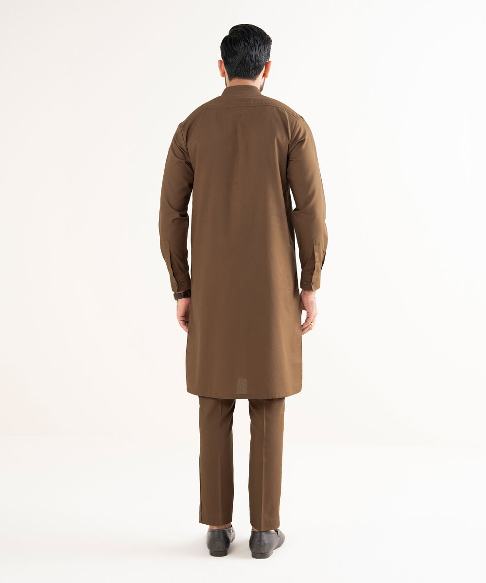 Men's 100% Cotton Plain Brown Kurta Trouser