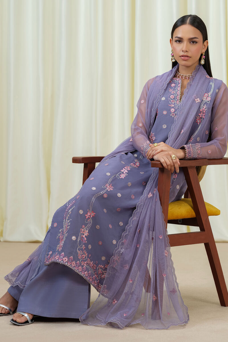 3 Piece - Embroidered Organza Suit