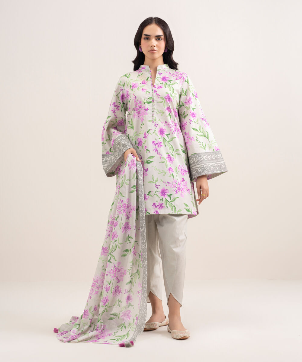 Women's Unstitched Lawn Printed Multi 3 Piece Suit