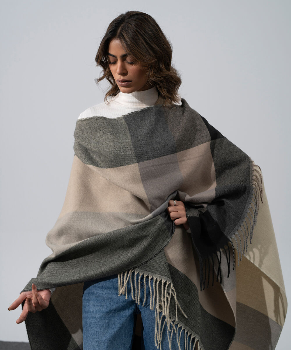 Women's Western Wear Polyester Striped Cape Shawl
