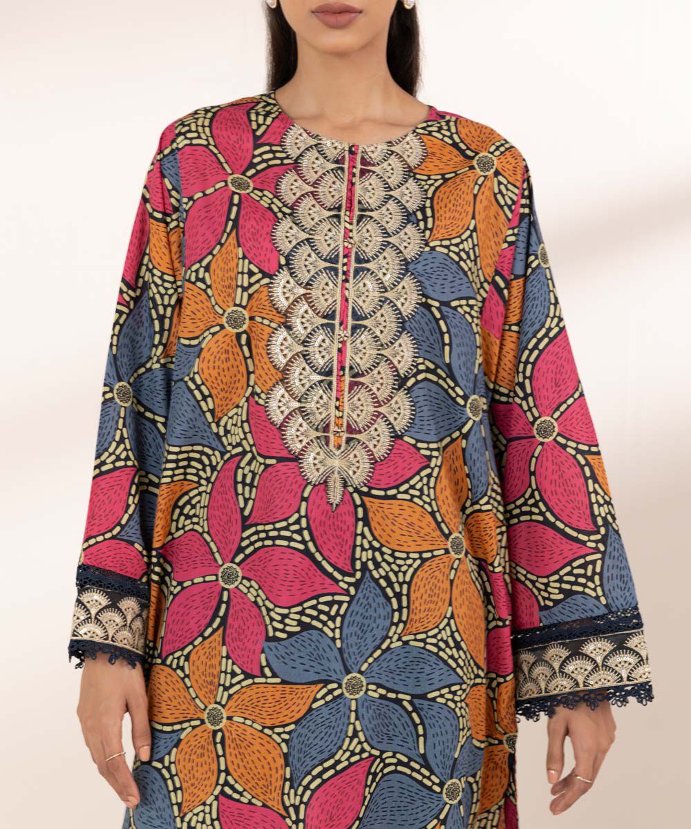 Women's RTW Lawn Multi Embroidered Boxy Shirt