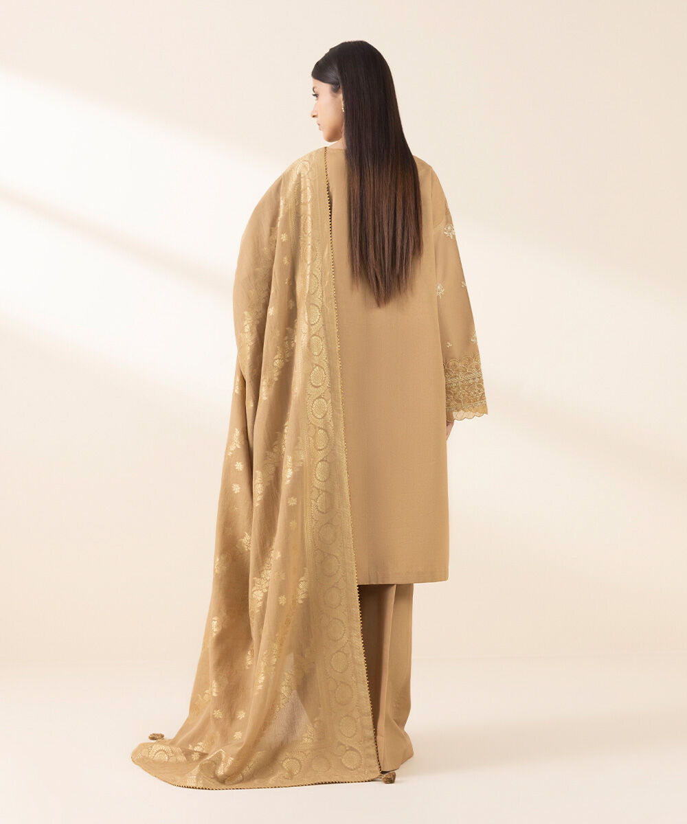 Unstitched Women's Yellow Lawn Embroidered 3 Piece Suit