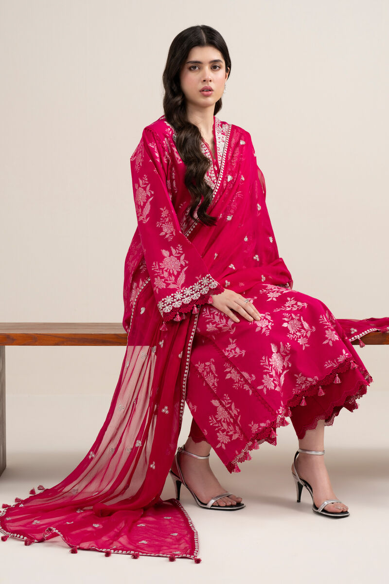 3 Piece - Embroidered Jacquard Suit