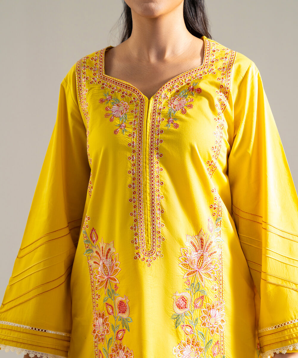 Women's RTW Lawn Embroidered Yellow 2 Piece Suit