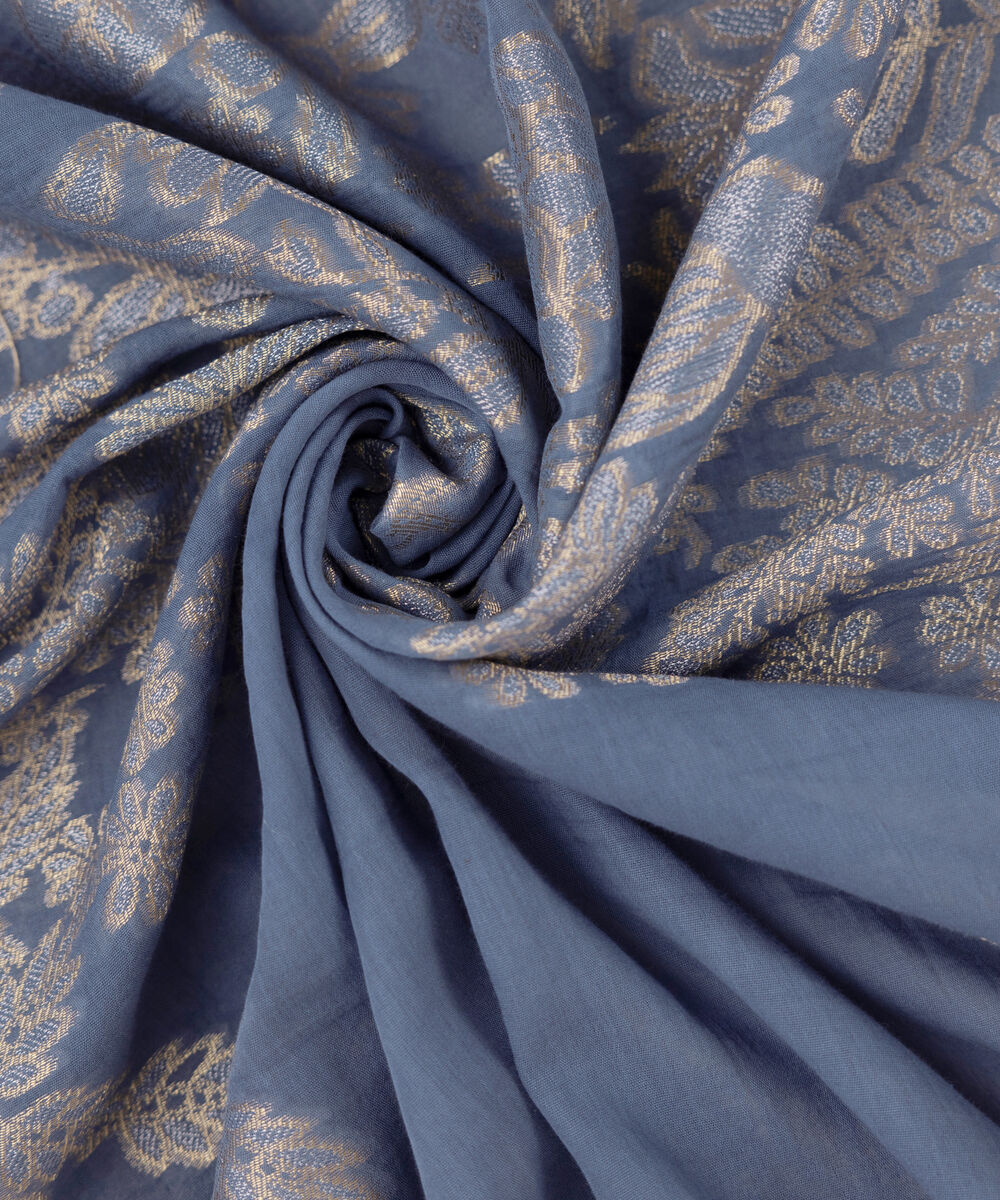 Extra Weft Jacquard Blue Solid Dupatta