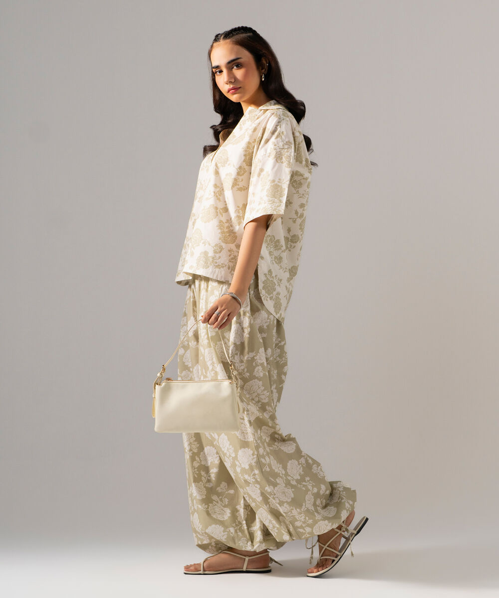 Women's RTW Poplin Printed White Top