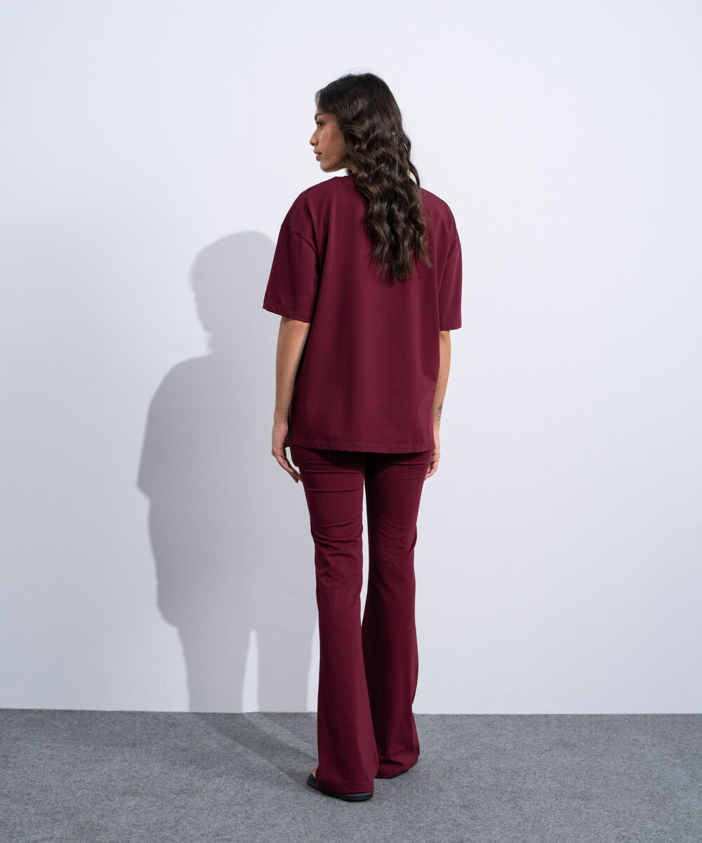 Women's Western Burgundy Loose Fit T-Shirt