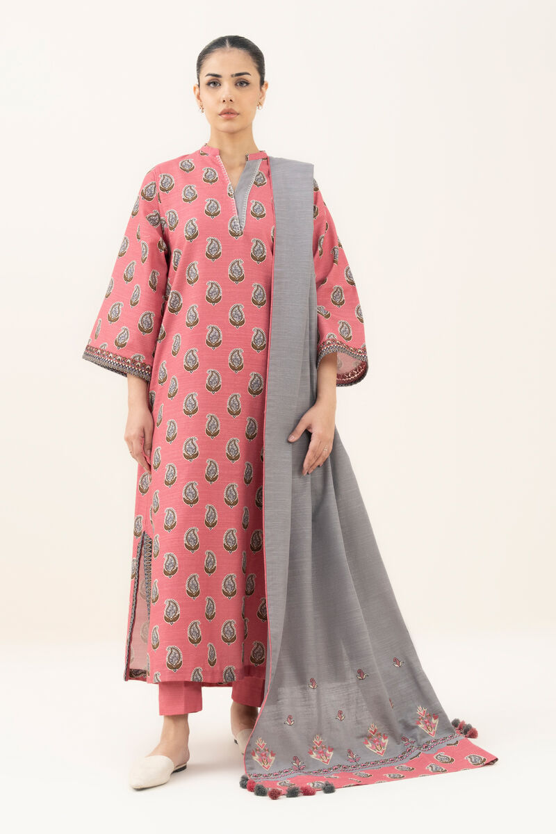 3 Piece - Printed Khaddar Suit