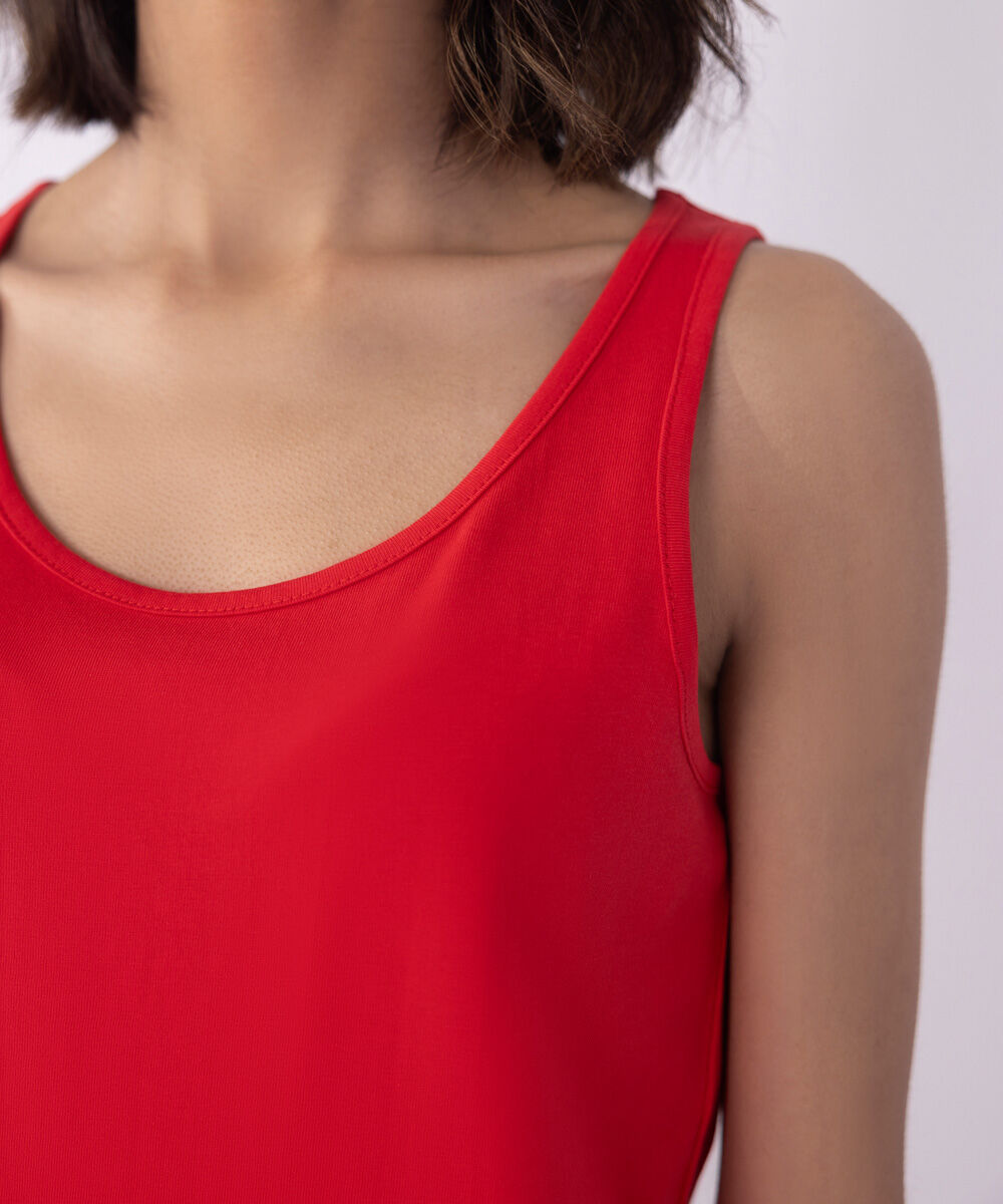 Women's Western Wear Red Sleeveless T-Shirt