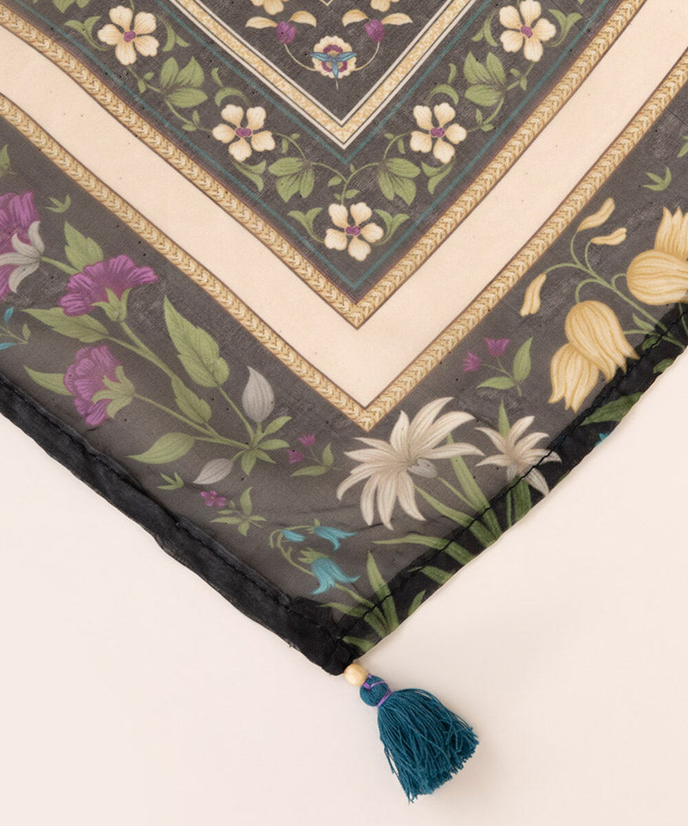 Women's Pret Printed Turquoise Blended Tissue Dupatta