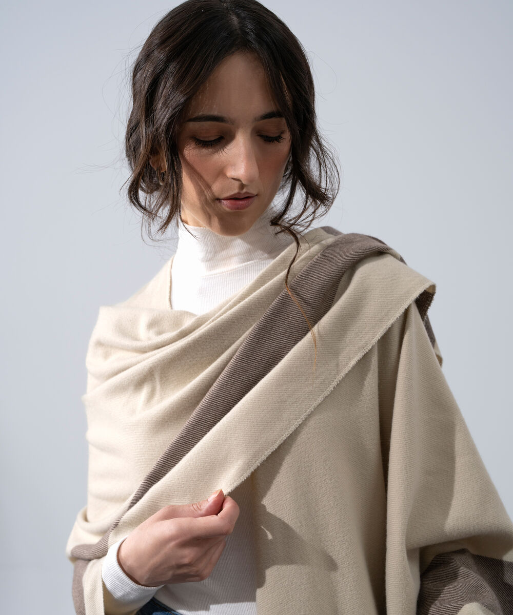 Women's Western Wear Beige Polyester Cape Shawl