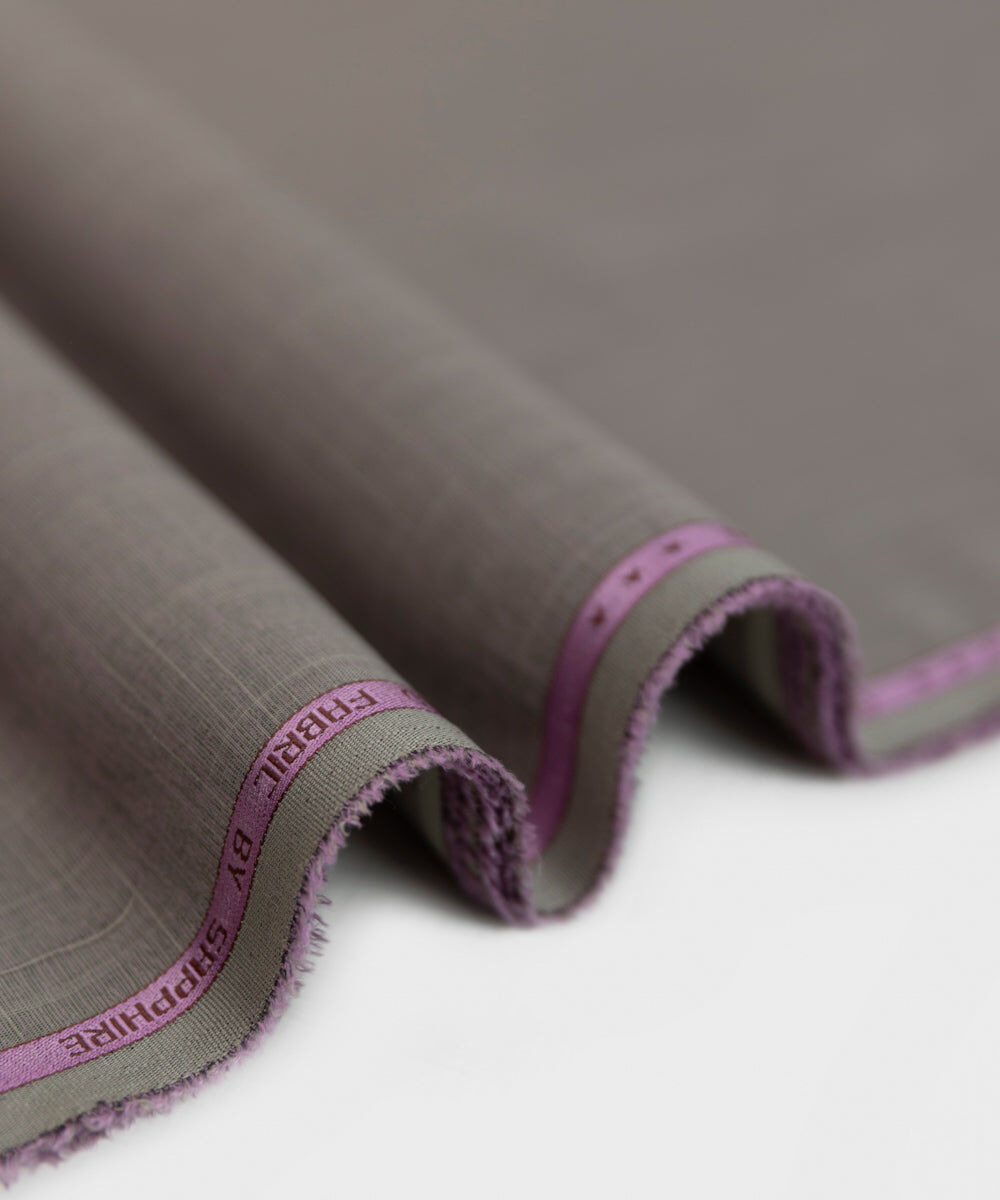 Men's Unstitched Wash & Wear Fancy Fabric Soft Brown Full Suit Fabric