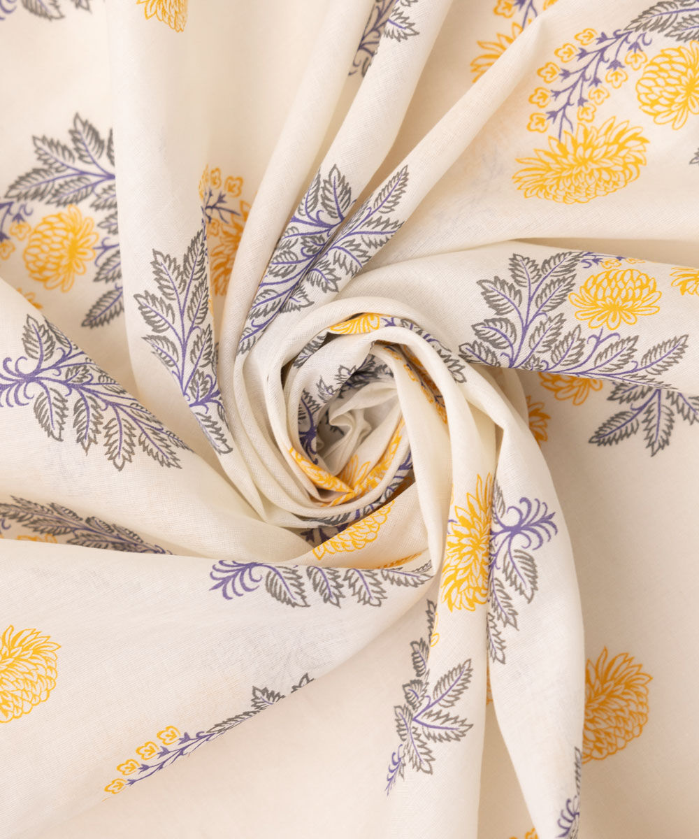 Fine Voile Off White Printed Dupatta