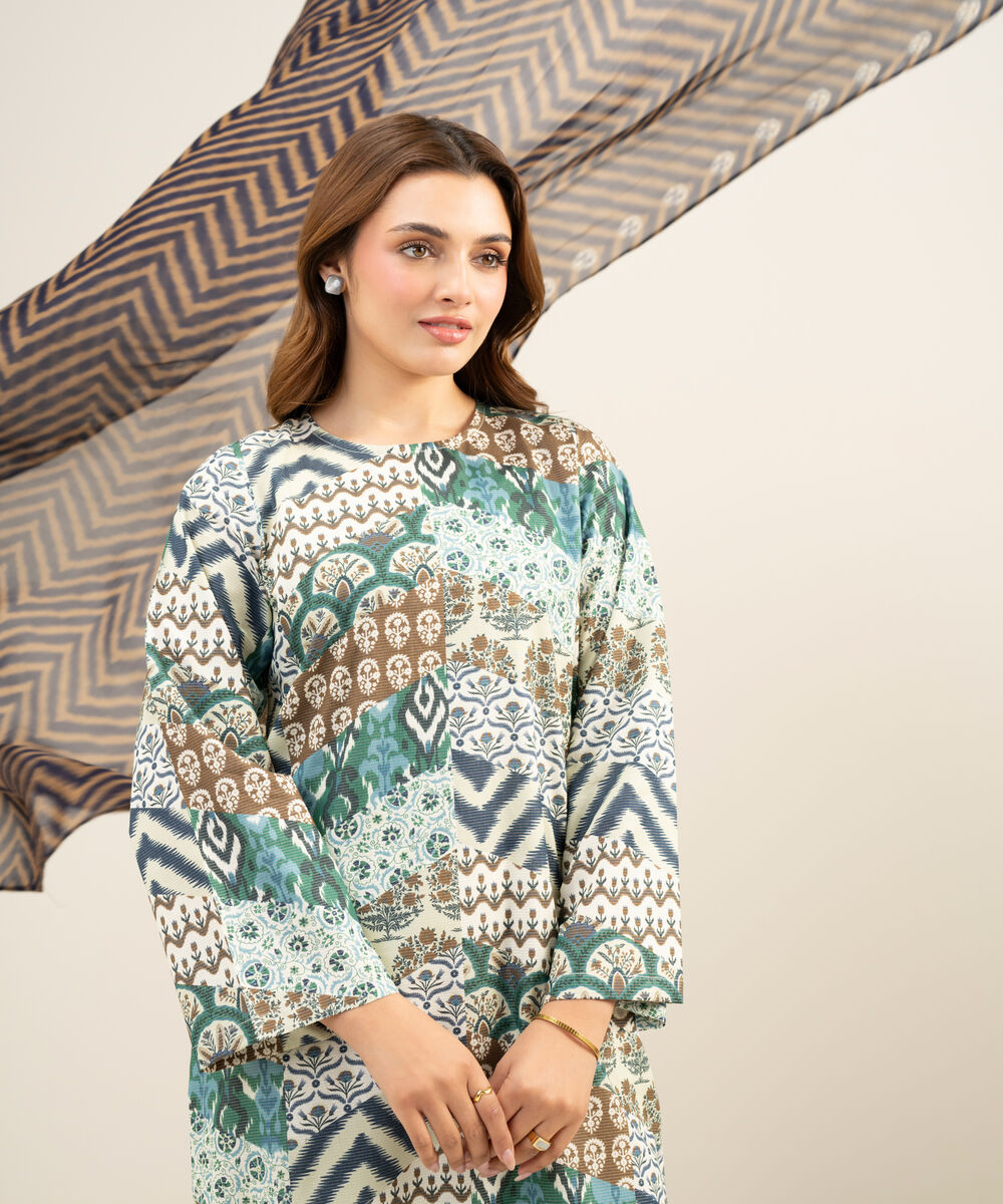 Women's Unstitched Zari Lawn Multi  3 Piece Suit