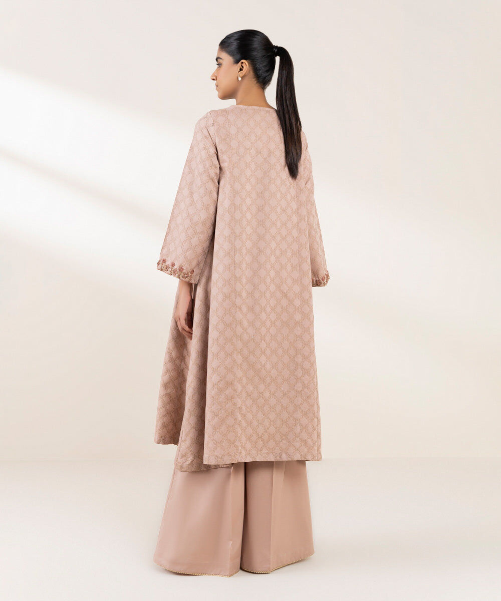 Woman - Pink Embroidered Cotton Jacquard Shirt