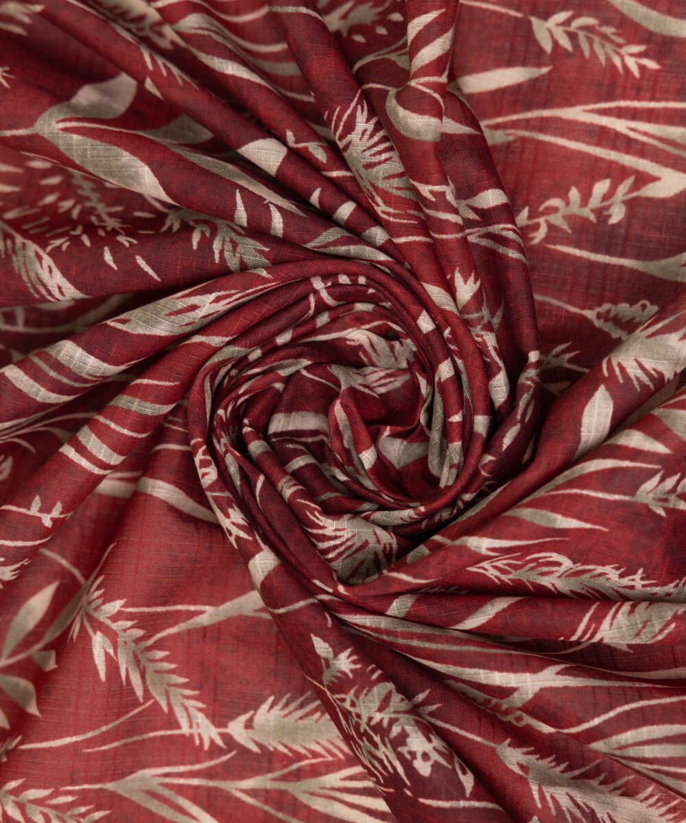 Textured Voile Red Printed Dupatta