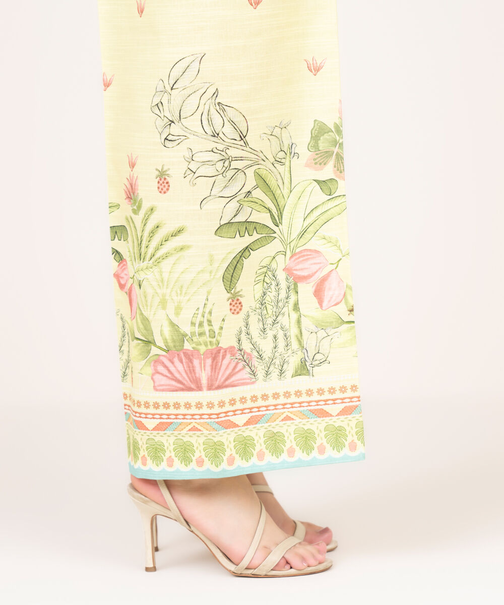 Women's RTW Light Khaddar Printed Yellow Culottes
