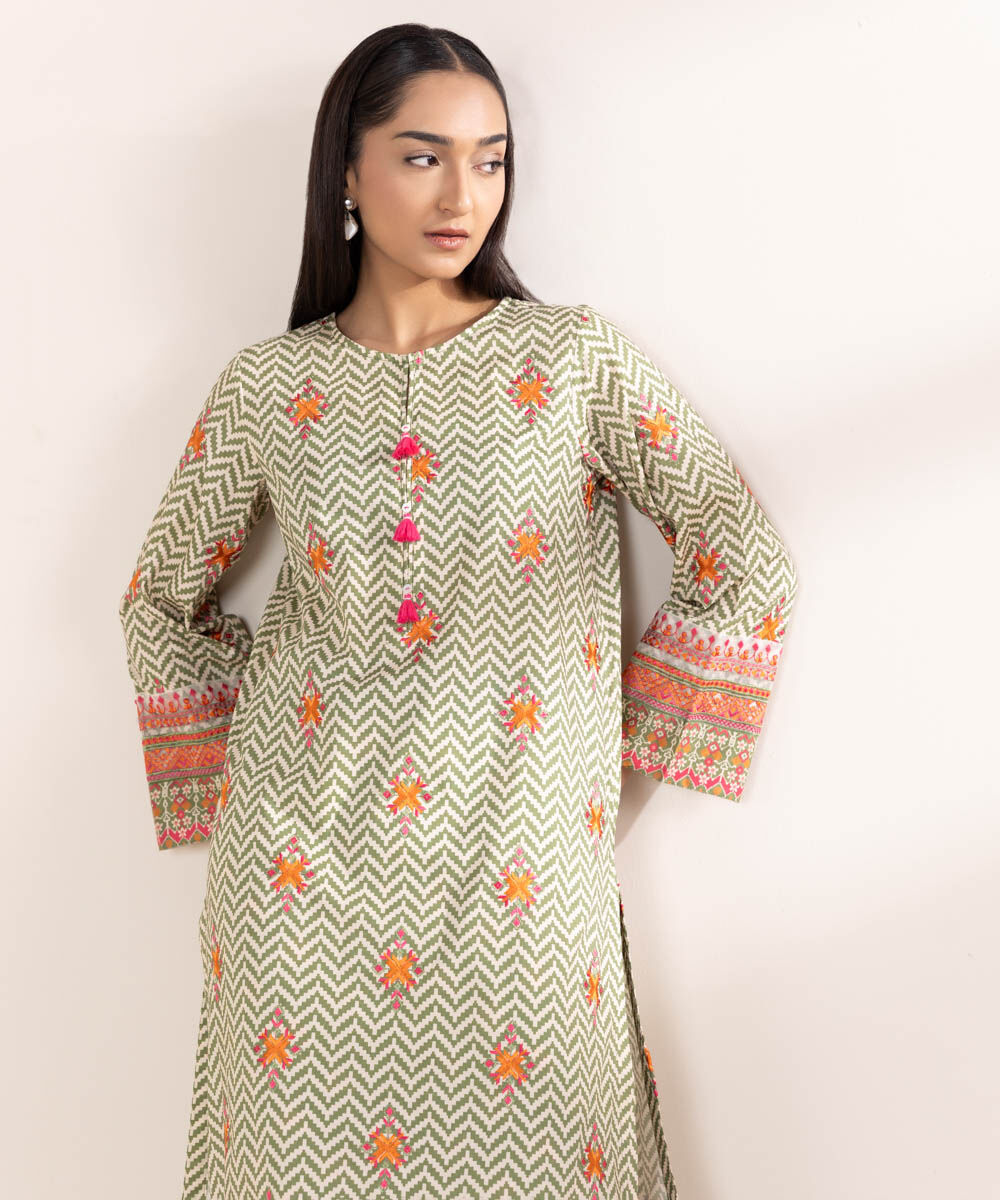 Women's RTW Cotton Viscose Multi Embroidered A-Line Shirt