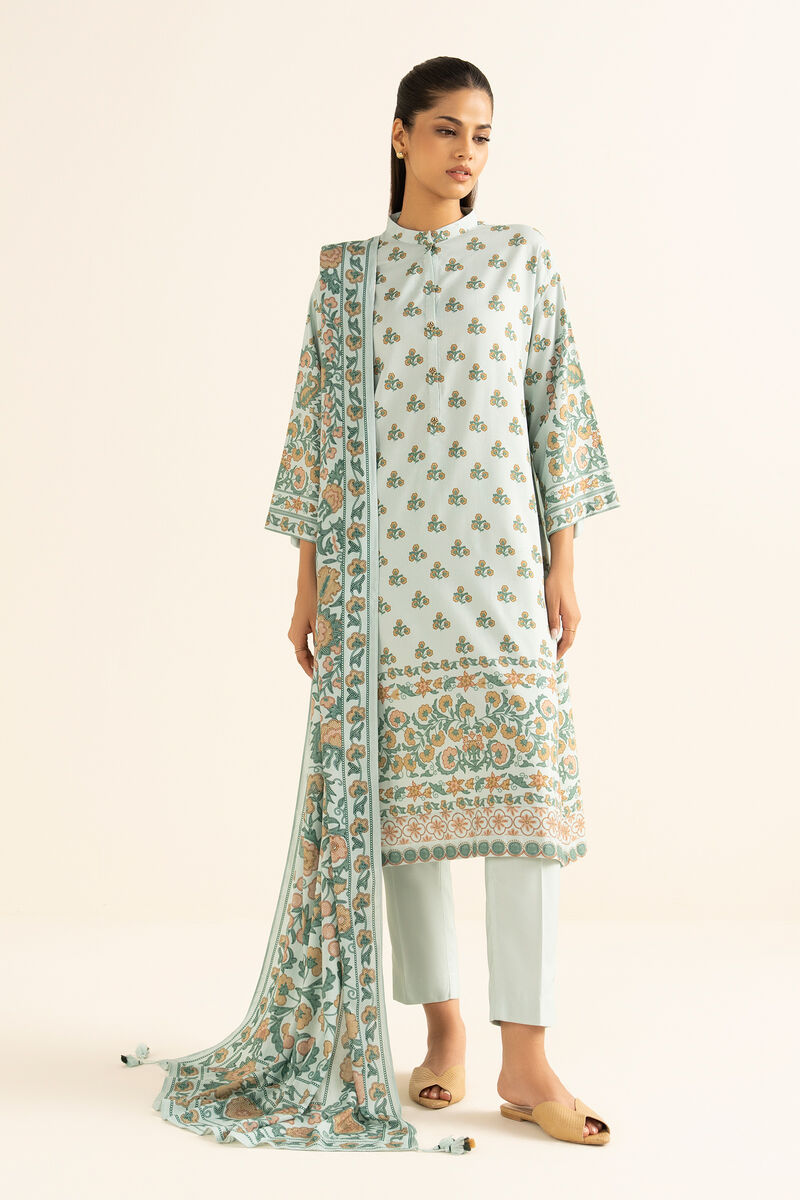 3 Piece - Printed Linen Suit