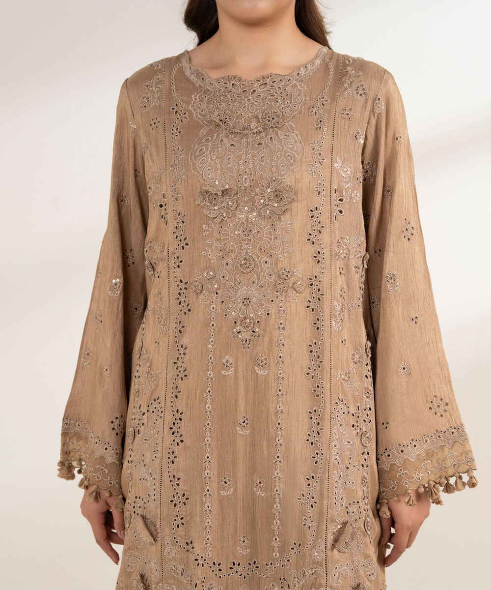 Women's Unstitched Viscose Raw Silk 3 Piece Suit