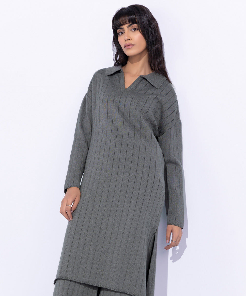 Wide Ribbed Long Sweater
