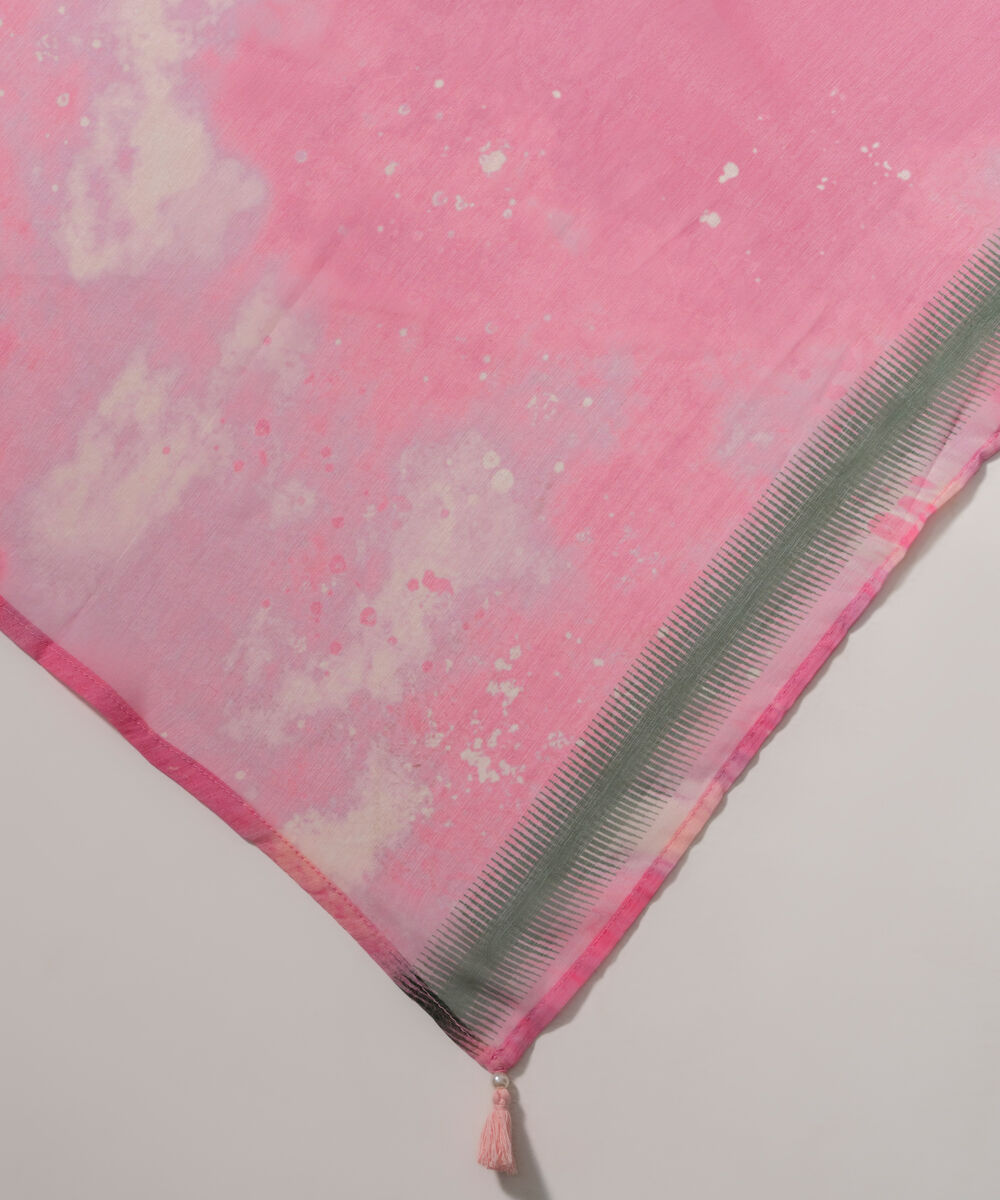 Women's RTW Blended chiffon Printed Pink Dupatta