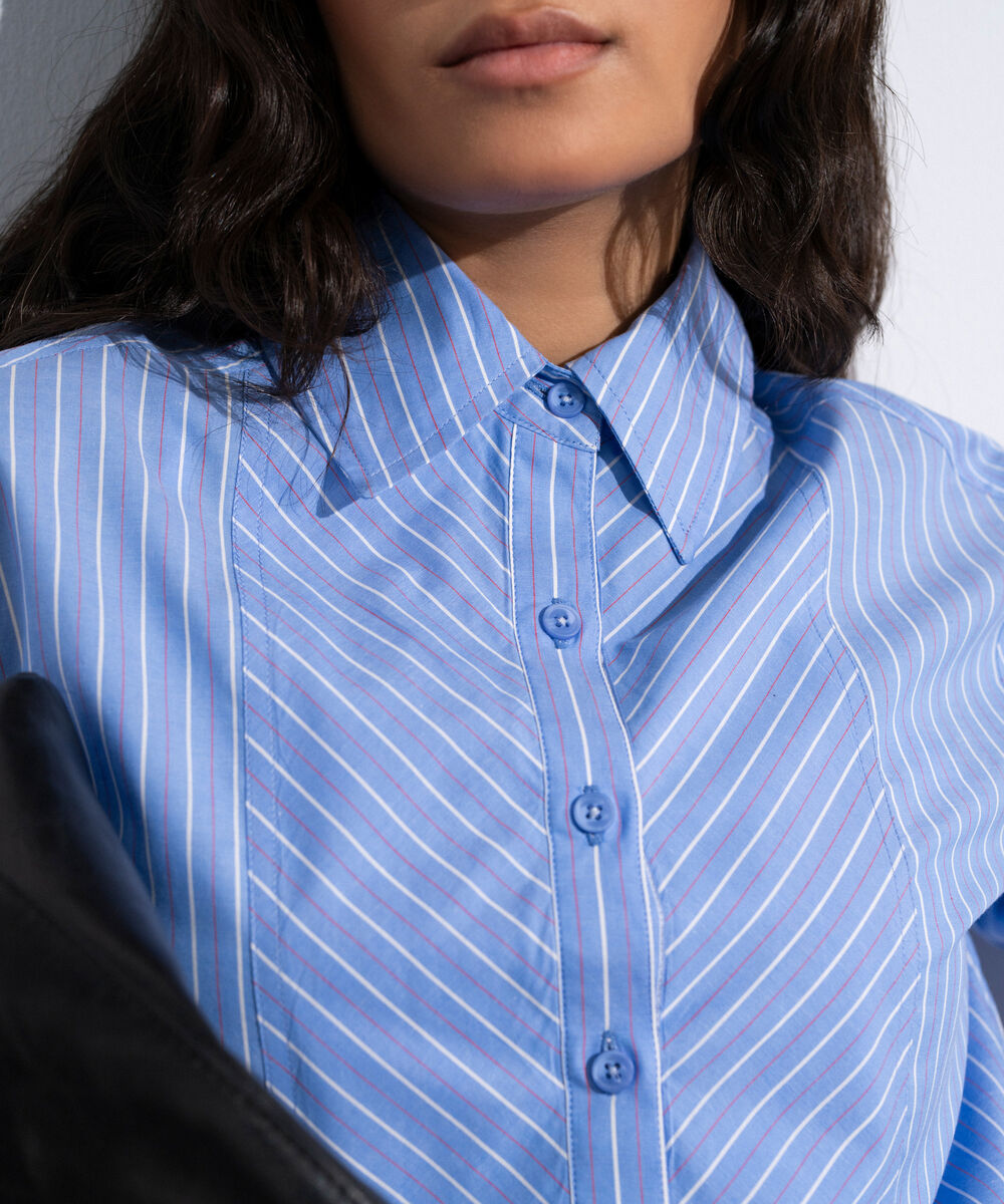 Women's Multi Striped Poplin Button Through Shirt
