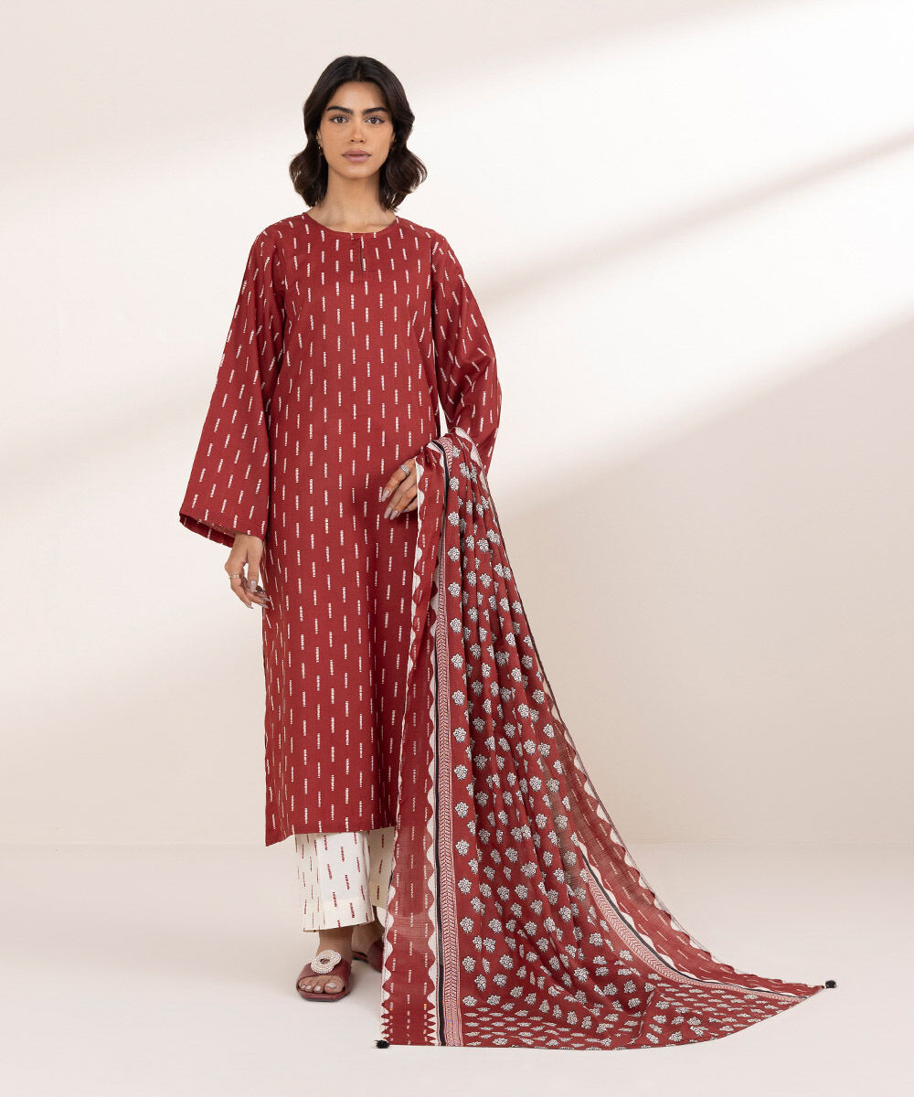 Women's RTW Lawn Red Printed A-Line Shirt