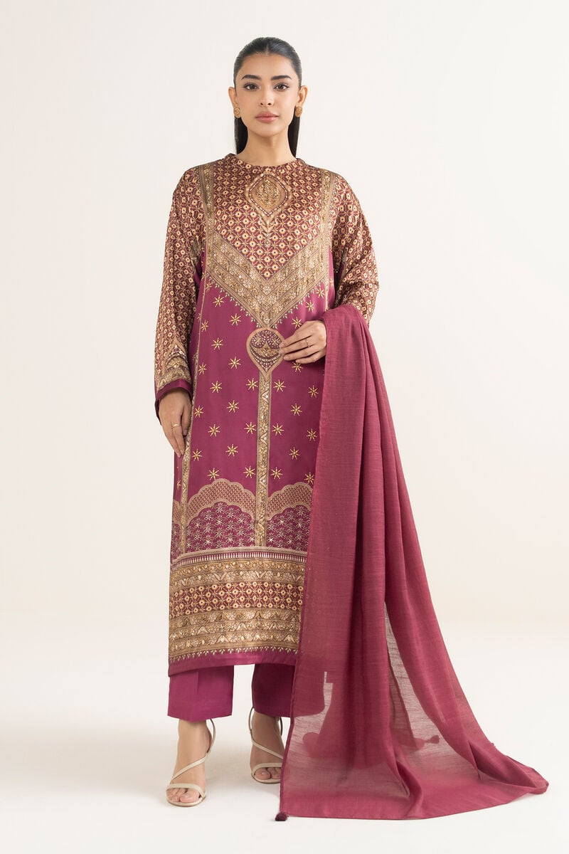 3 Piece - Embroidered Silk Suit