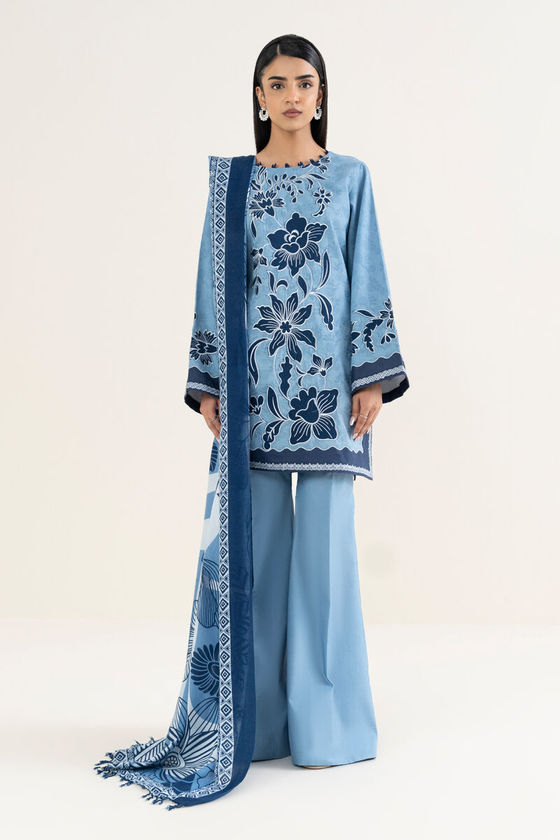 3 Piece - Embroidered Cotton Jacquard Suit