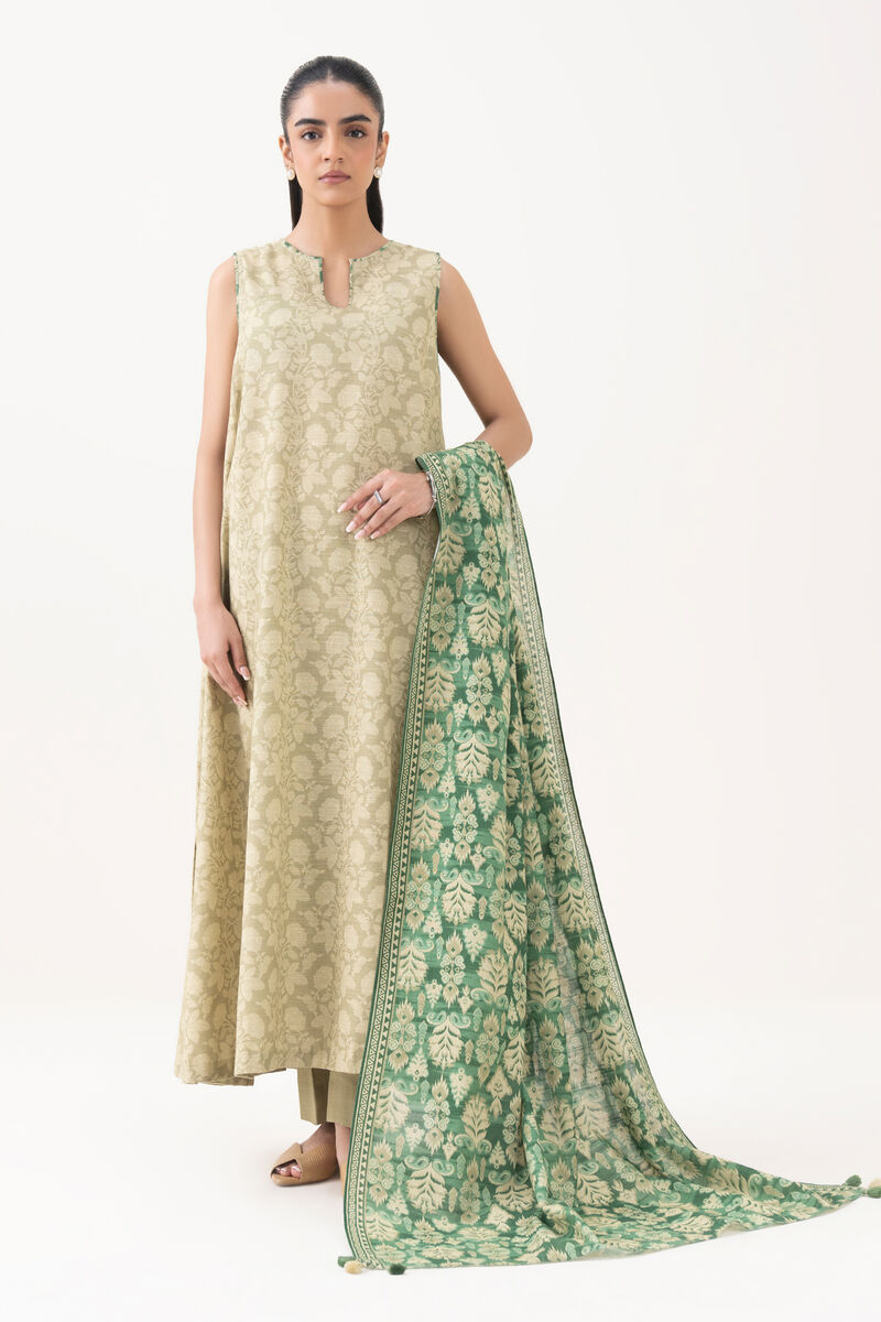 3 Piece - Printed Khaddar Suit