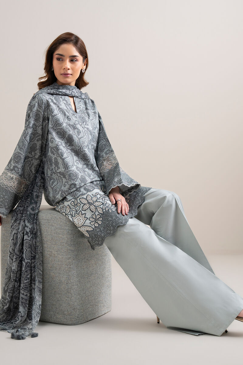 3 Piece - Embroidered Zari Lawn Suit