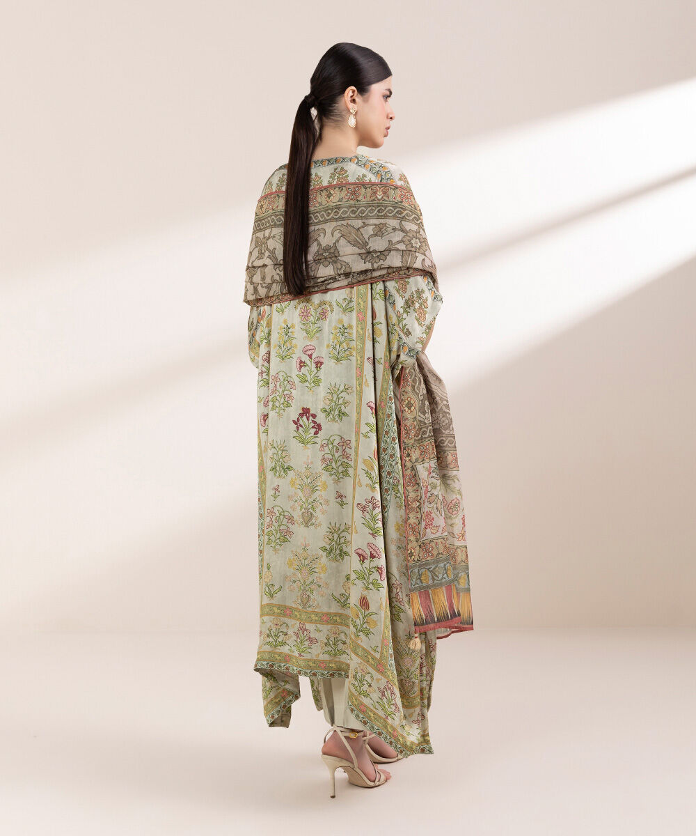 Women's Pret Chamoze Green Printed Three Piece Suit