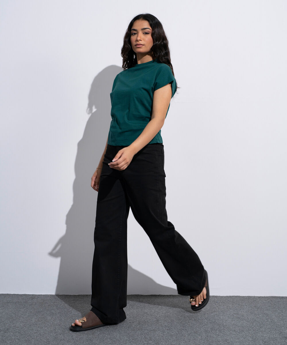 Women's Green Cinched Waist T-Shirt