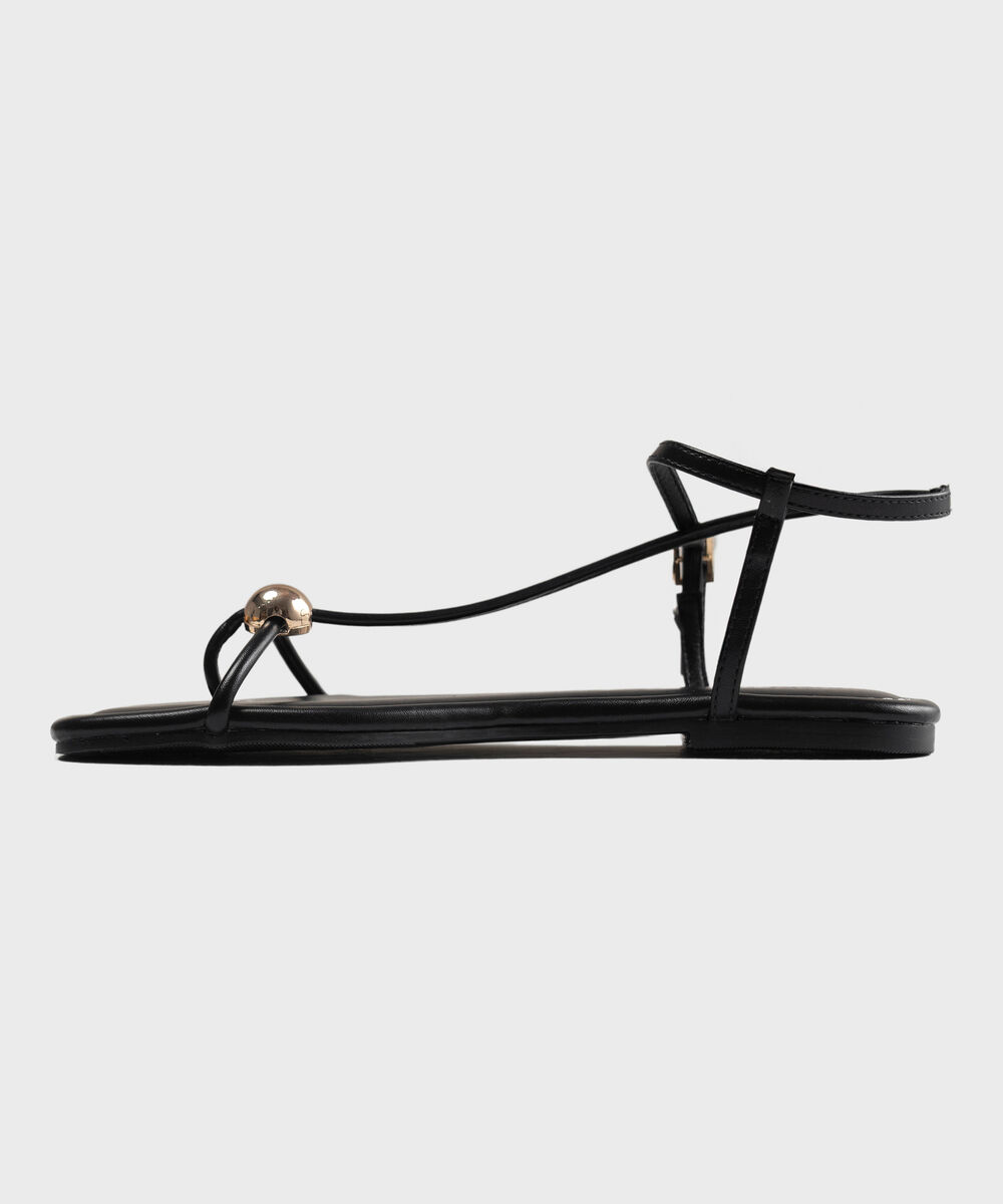 Women's Black Metallic Stud Detail Sandal