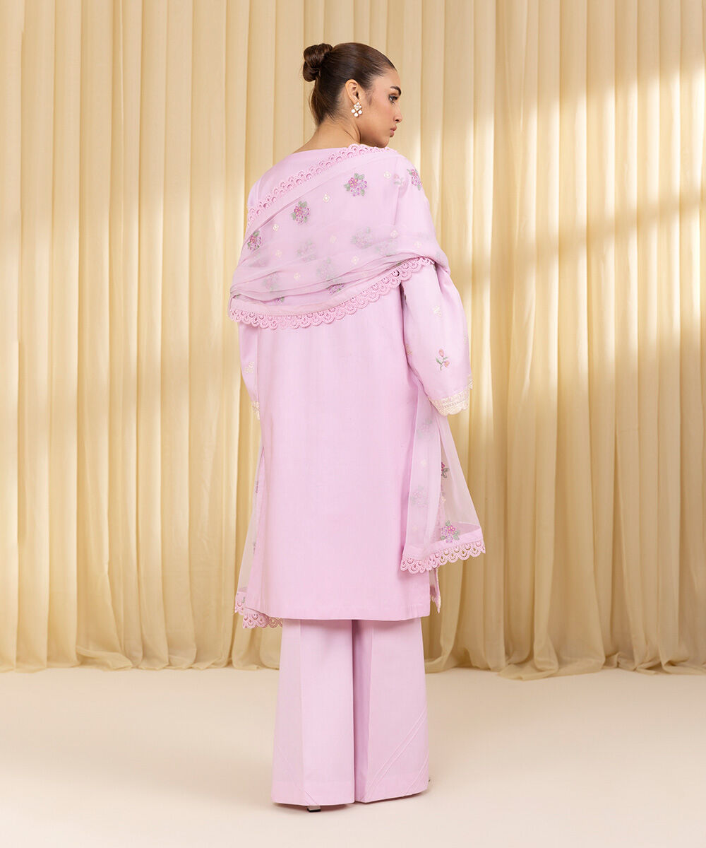 Unstitched Women's Pink Textured Lawn 3 Piece Suit