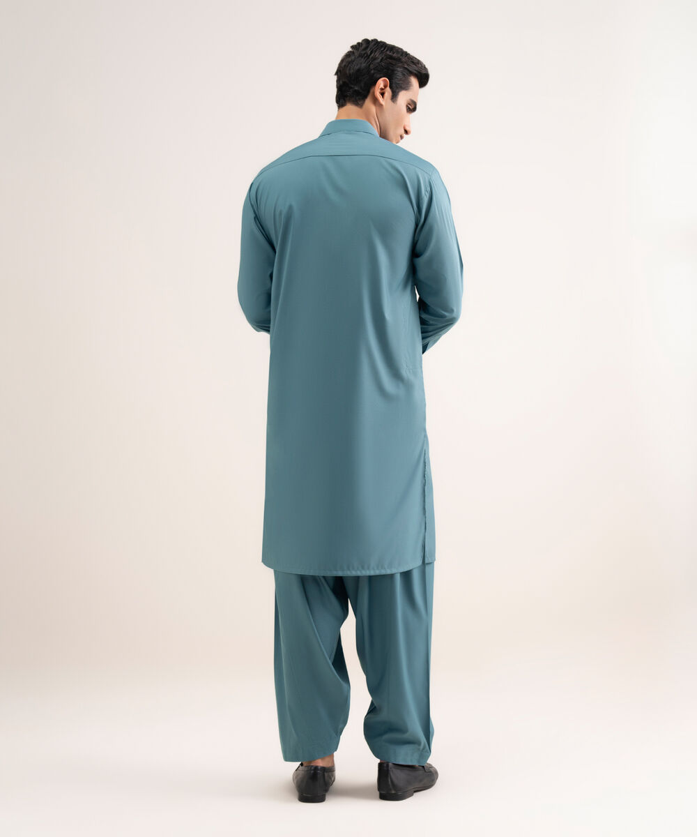 Men'S Stitched Blue Premium Wash And  Wear Suit