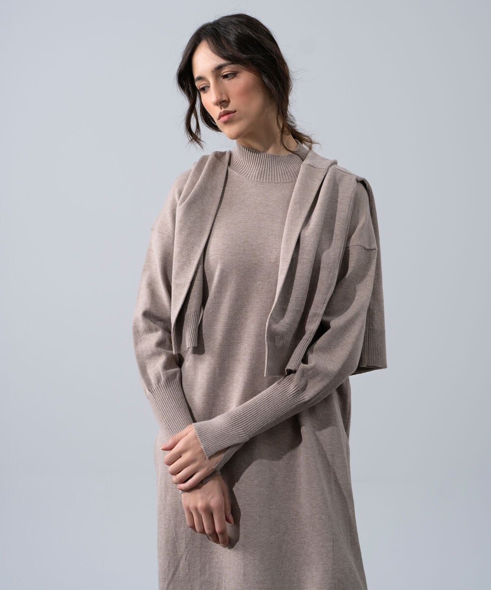 Women's Western Wear Taupe Long Knit Sweater