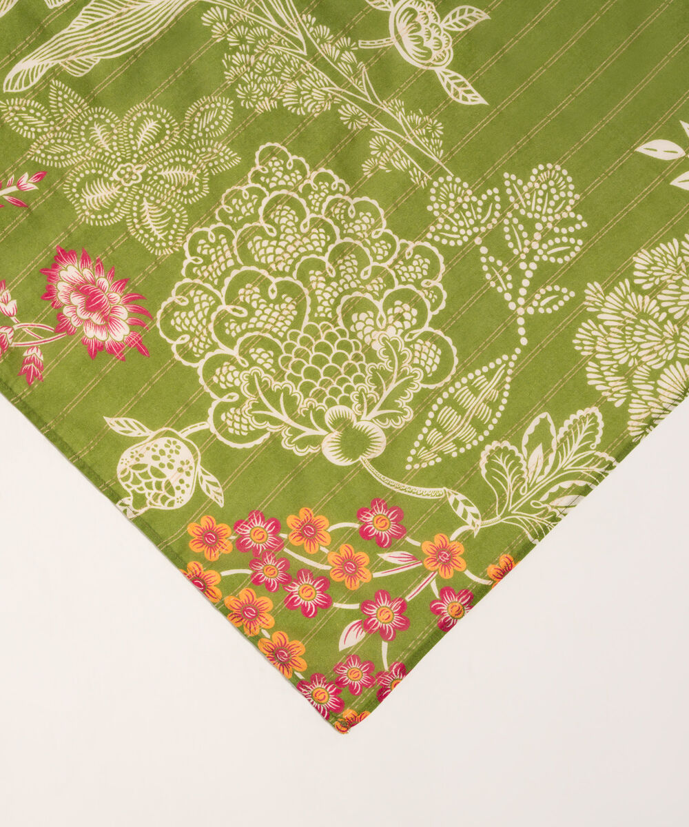Zari Lawn Printed Green Dupatta