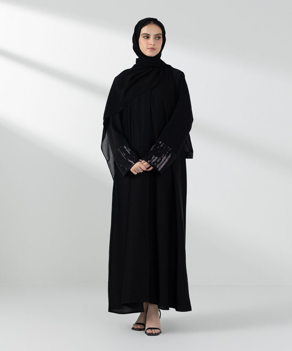 Woman - Black Button Through Abaya