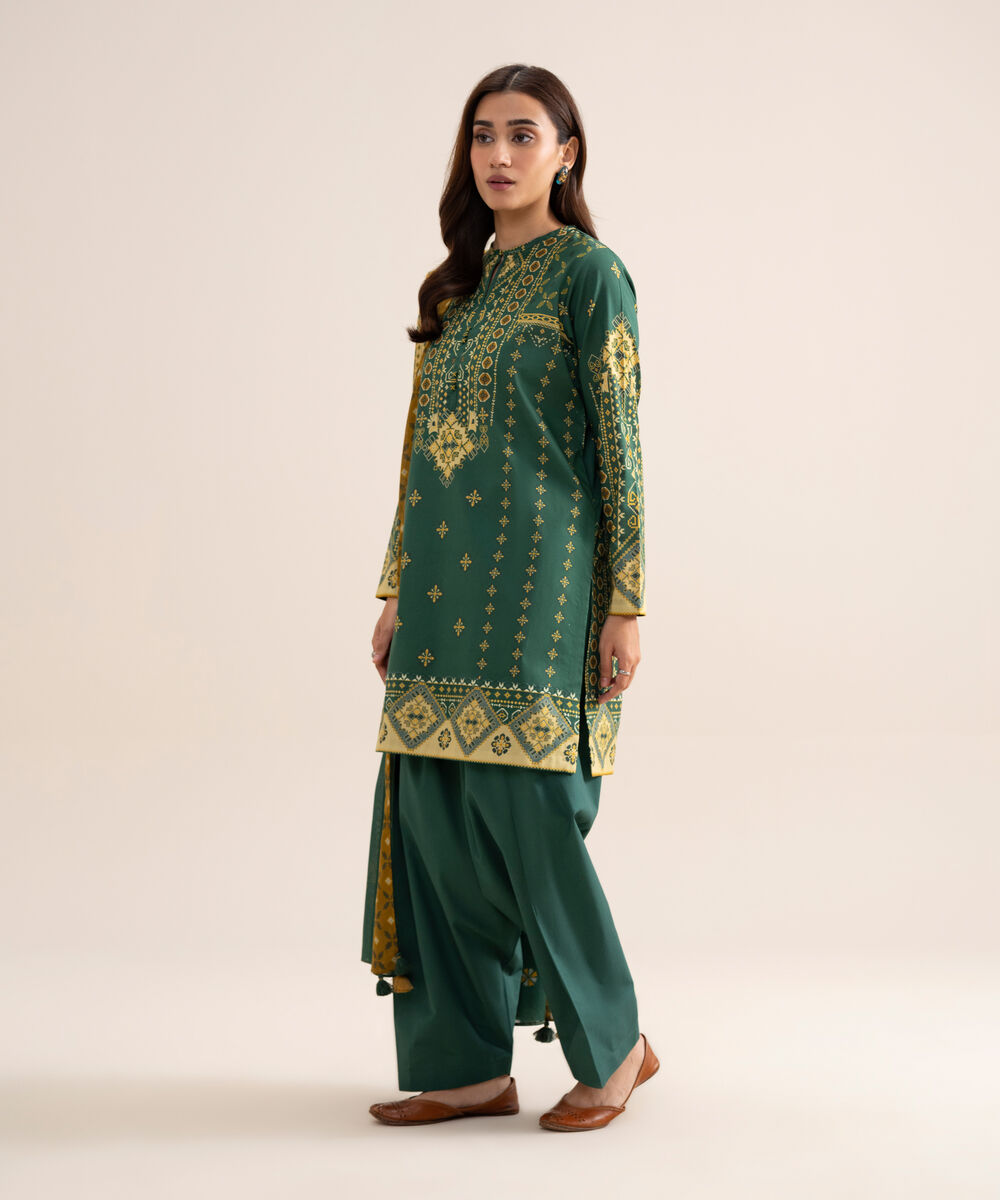 Women's Unstitched Lawn Printed Blue  3 Piece Suit